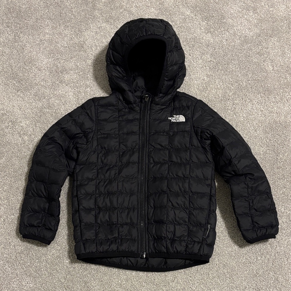 Kid’s The North Face Thermoball Quilted Black Hooded Jacket